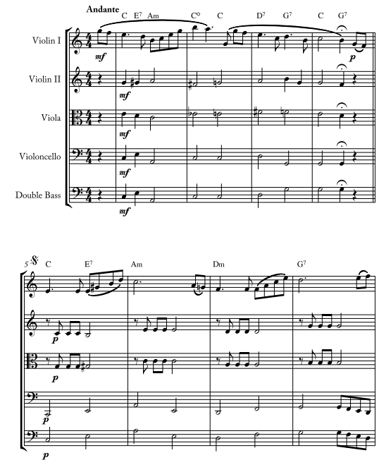 爱的赞歌 塞尔凯拉官方原版 弦乐五重奏 总分谱 有试听