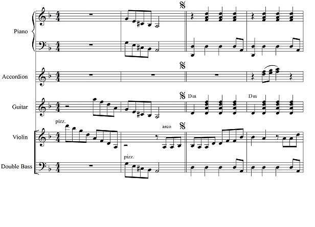 玉米穗 福蒂斯版 钢琴手风琴吉他小提琴低音提琴合奏 总分谱 有试听