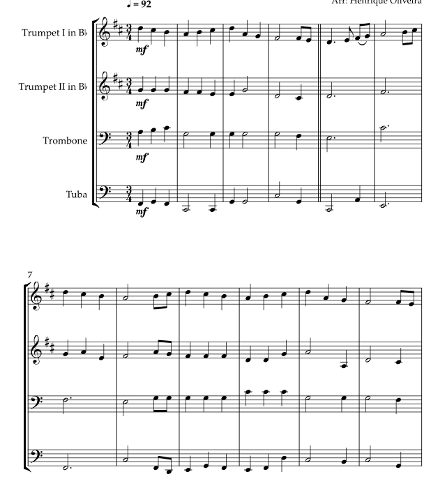 第一声圣诞颂 恩里克版 铜管四重奏 总谱+分谱 有试听