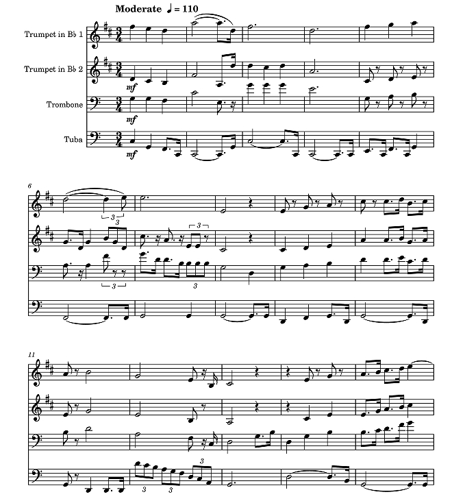 第二号沙发曲 杰夫版 铜管四重奏 总谱+分谱 有试听