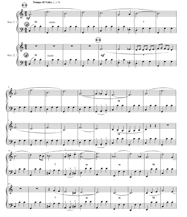 美丽圆舞曲 手风琴二重奏 总分谱 有试听