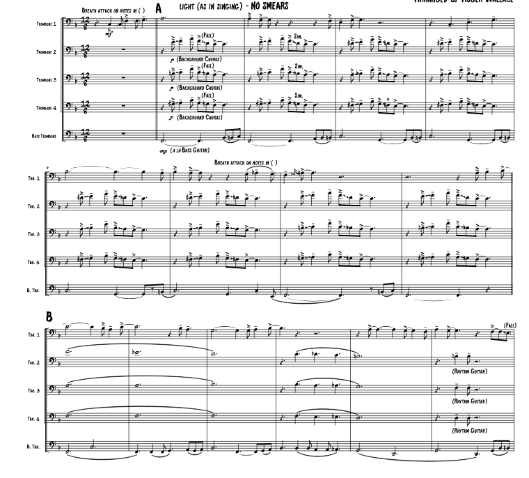 蓝色圣诞 罗杰官方原版 长号五重奏 总谱+分谱 有试听