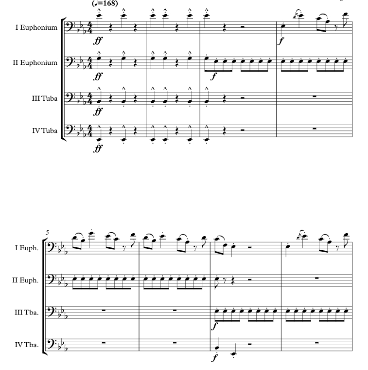 豪勇七蛟龙 艾德里安版 铜管四重奏 总谱+分谱 有试听