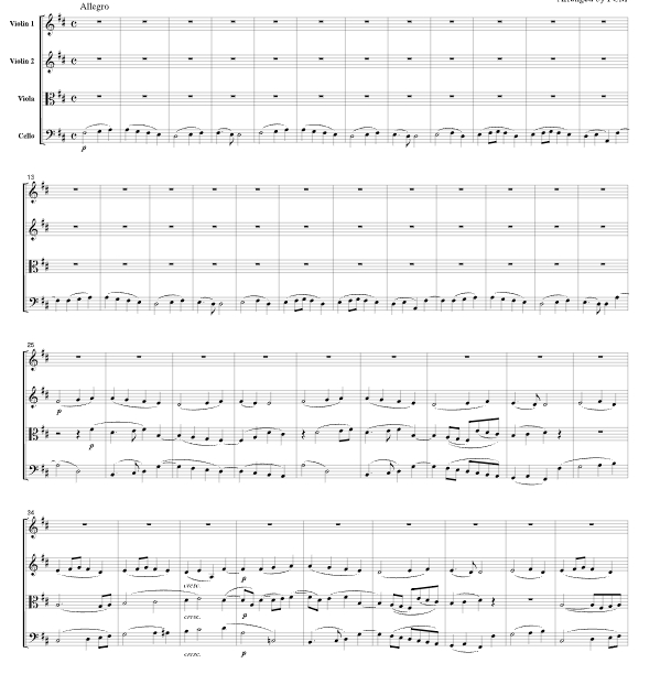 贝多芬 欢乐颂 FCMUSIC官方原版 弦乐四重奏 总谱+分谱 有试听