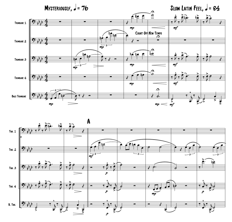 邀舞曲 罗杰官方原版 长号五重奏 总谱+分谱 有试听