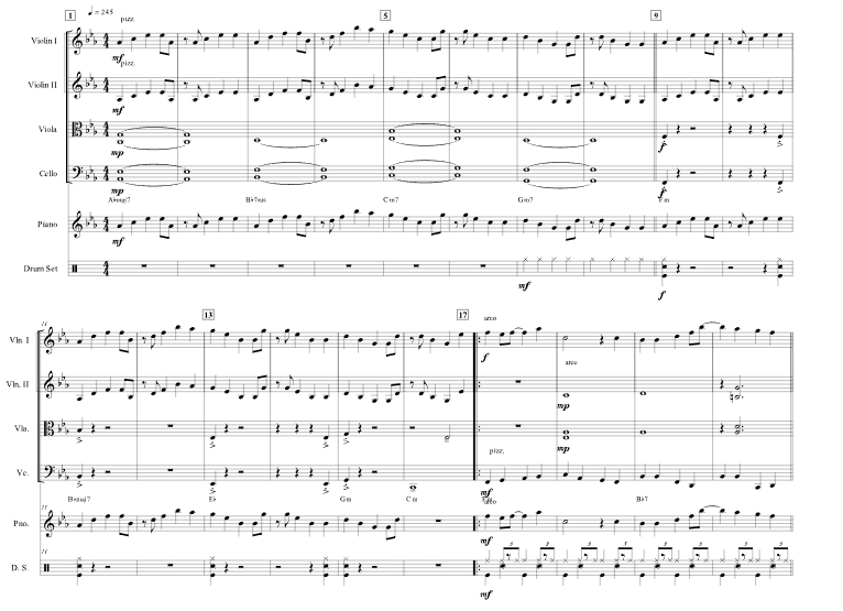 阳光又一天 保罗官方原版 弦乐四重奏+钢琴 总谱+分谱 有试听