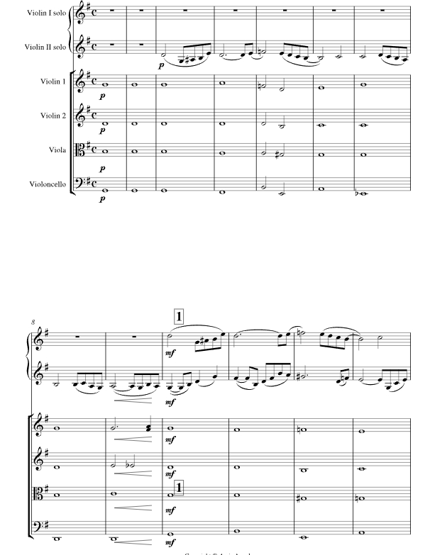 阿扎拉什维利 夜曲 官方原版 双小提琴二重奏与弦乐团重奏 总谱+分谱 有试听