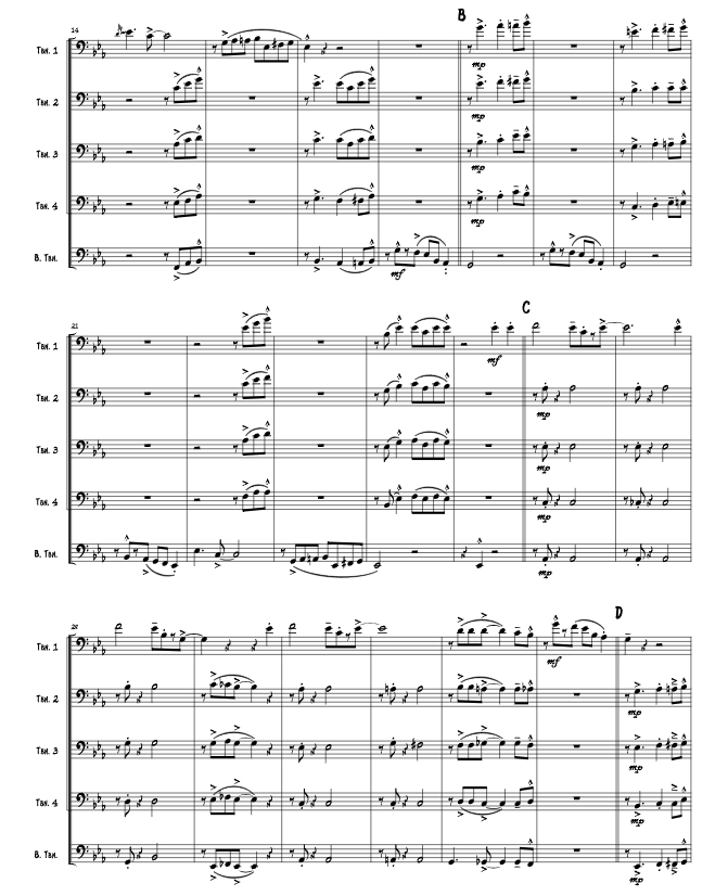 难得再相聚 罗杰版 长号五重奏 总谱+分谱  有试听