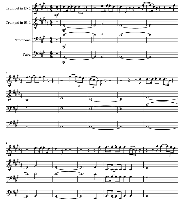 颂赞 杰夫版 铜管四重奏 总谱+分谱 有试听