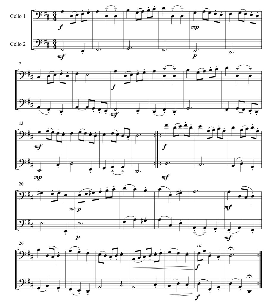 14首简易大提琴二重奏 詹姆斯官方原版 总谱  有试听  自动发货