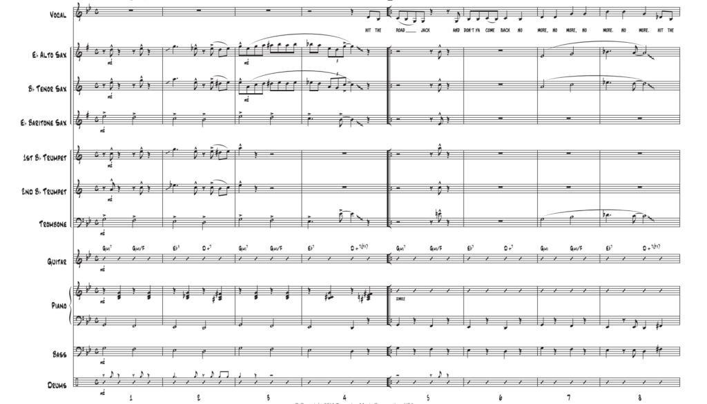 杰克，上路吧 Hit The Road Jack 布拉德官方原版 爵士管乐 总谱+分谱  有试听  自动发货