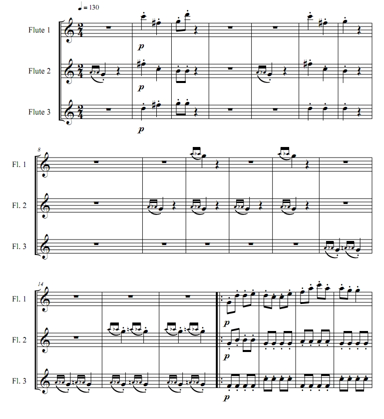 CAN CAN 康康舞曲 C大调 长笛三重奏 总谱 自动发货