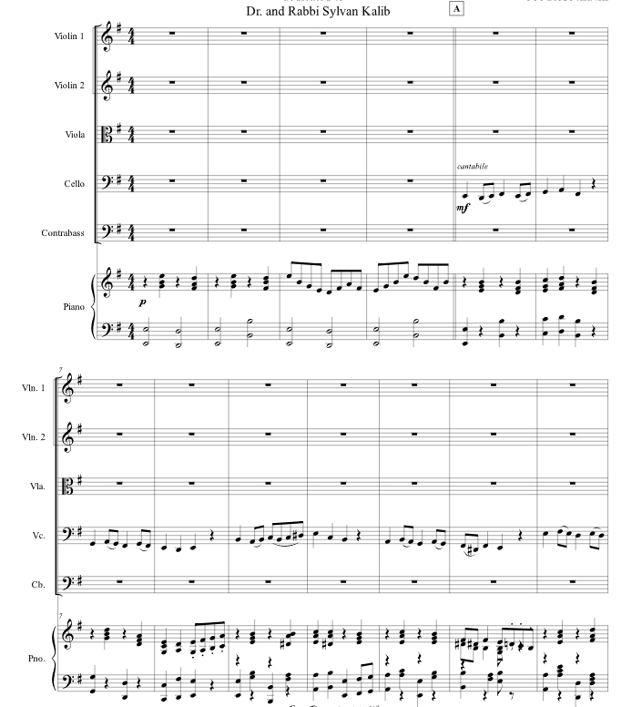 E小调平安曲 乔・罗索查基官方原版 弦乐五重奏+钢琴 总谱  有试听