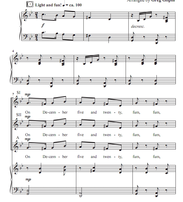 Fum, Fum, Fum 吉尔平官方原版 童声女声合唱谱 有试听 自动发货