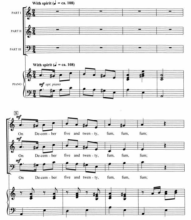 商品为SAB 三声部合唱线谱 Fum, Fum, Fum 斯特里德官方原版 混声合唱谱 有试听 自动发货