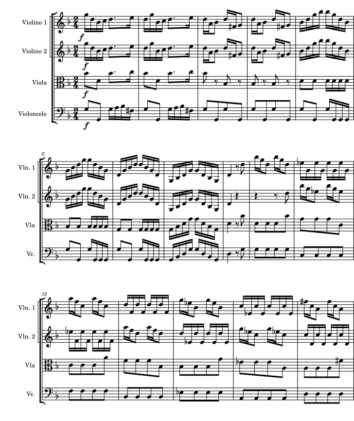 G 小调弦乐协奏曲 RV 152 弦乐四重奏 总谱+分谱 有试听