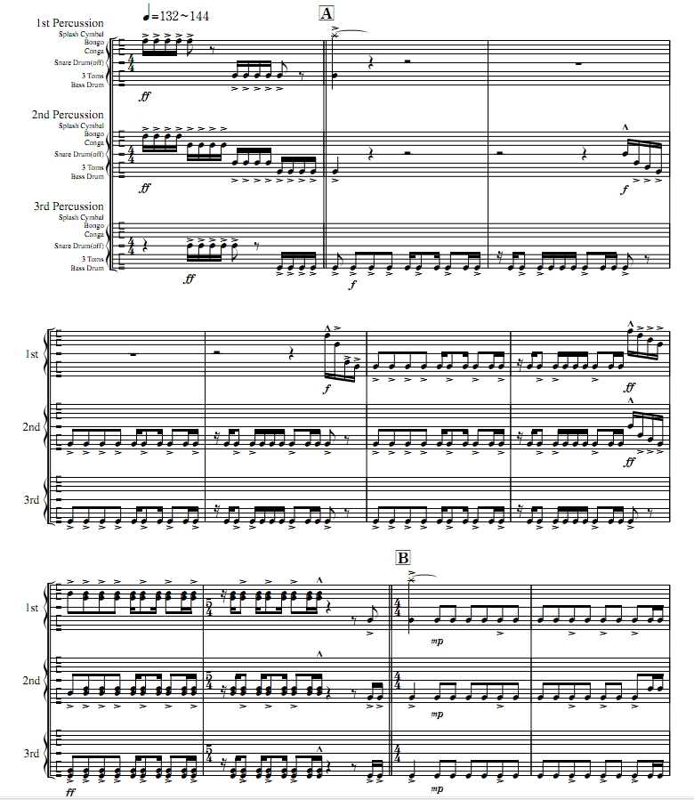 Kerberos Drums -加藤大輝 打击乐三重奏 总分谱 有试听 自动发货