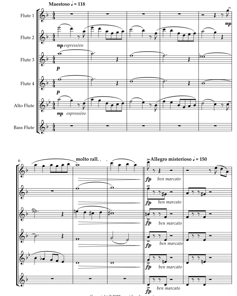 谍影 长笛六重奏 霍斯利官方原版 总谱+分谱  有试听  自动发货