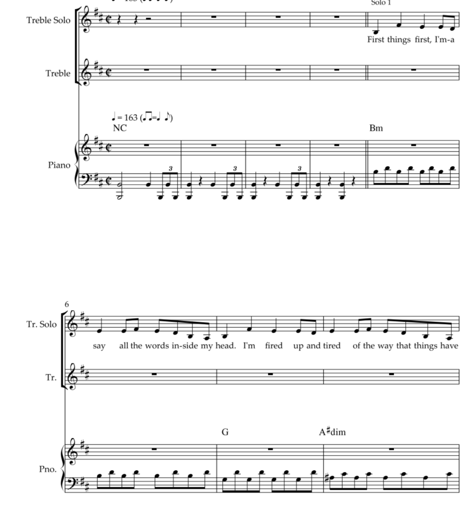 商品为SSA 三声部合唱线谱  Believer 梦龙乐队  马丁官方原版  自动发货