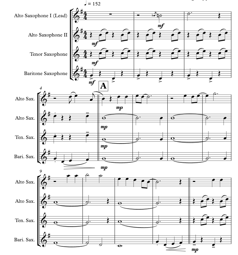 乡村路，带我回家 詹姆斯官方原版 SATB萨克斯四重奏 总谱+分谱 有试听