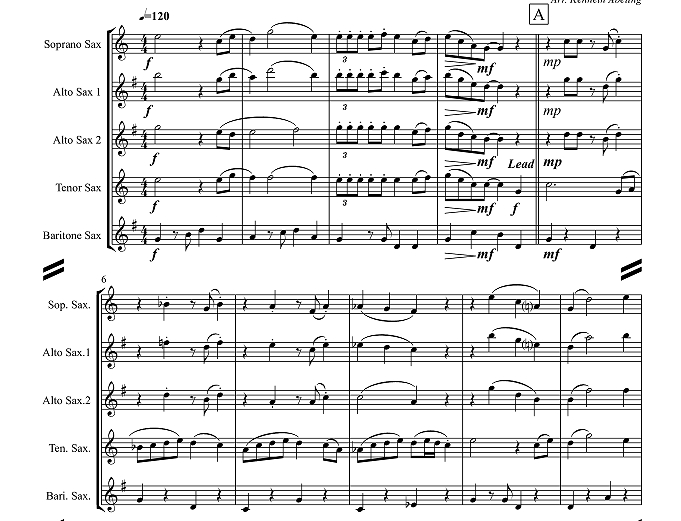 今夜你属于我 肯尼斯官方原版 SATB萨克斯四重奏 总谱+分谱 有试听