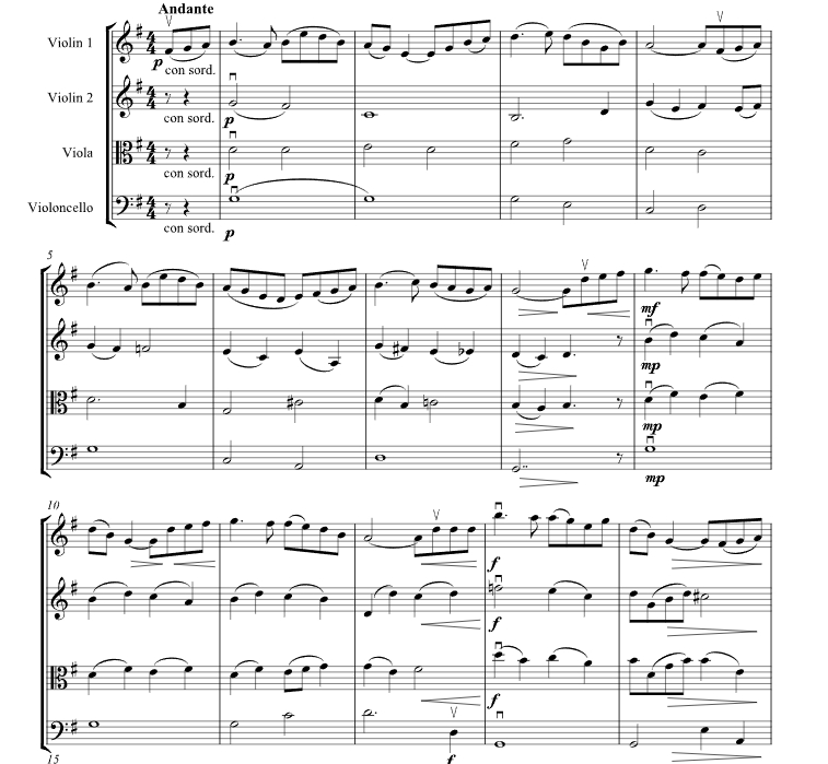 伦敦德里小调（丹尼男孩） 马克官方原版 弦乐四重奏 总谱+分谱 有试听