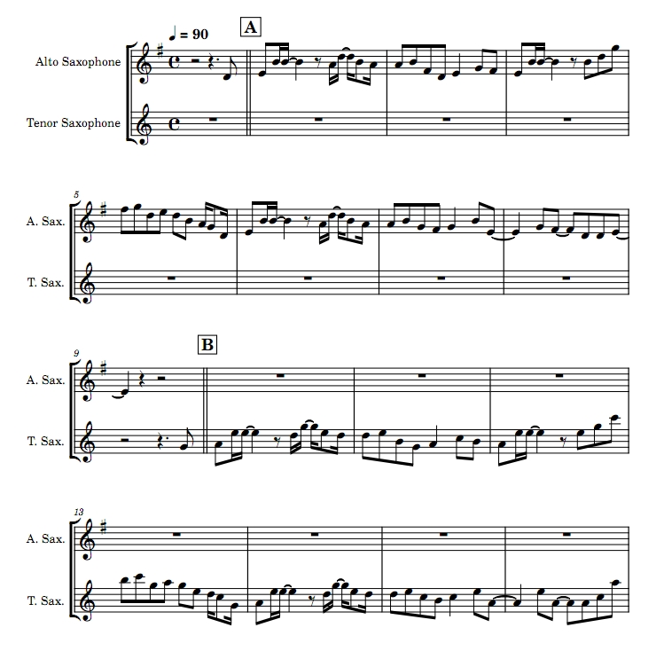 再会 萨克斯二重奏 总谱+分谱 有试听 自动发货