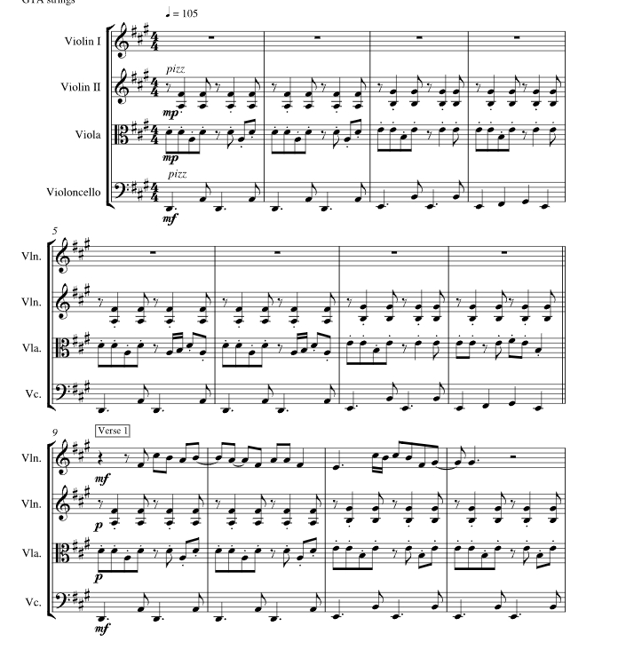 凌乱 GTA 弦乐改编 官方原版 弦乐四重奏 总谱+分谱 有试听