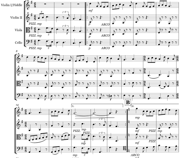 凯尔特圣诞曲 第一首 布拉德官方原版 弦乐四重奏 总谱+分谱 有试听