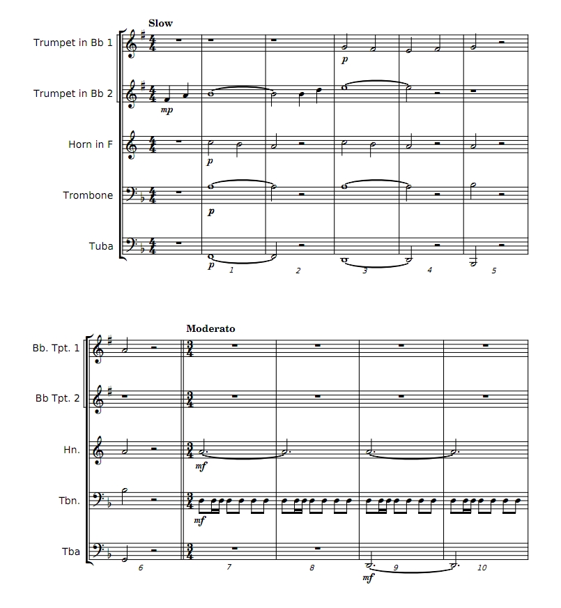 加勒比海盗 铜管五重奏 总分谱 简易版 有试听