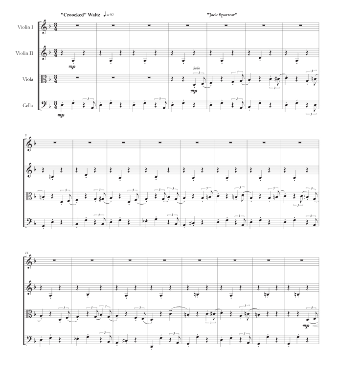 加勒比海盗 迭戈官方原版 弦乐四重奏 总谱+分谱  有试听