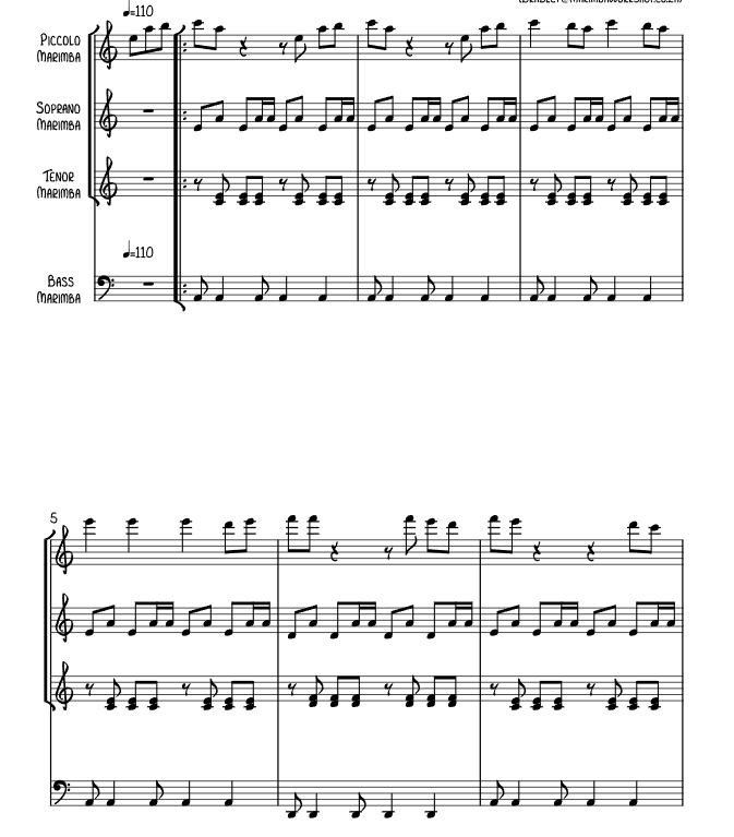 啊，朋友再见 马林巴四重奏 布拉德利官方原版 总谱 有试听