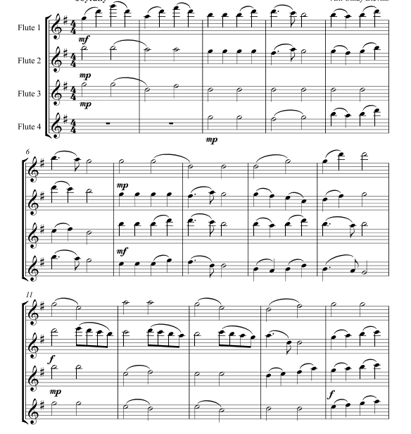 天使歌唱在高天 长笛四重奏 布莱文斯官方原版 总分谱 有试听