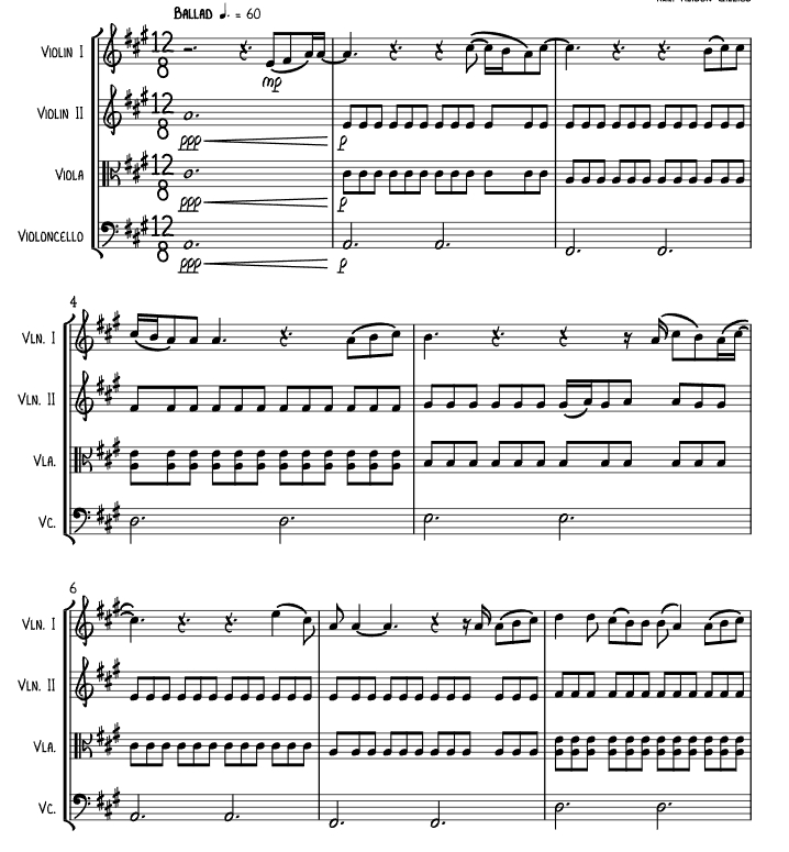 完美 艾莉森官方原版 弦乐四重奏 总谱+分谱 有试听