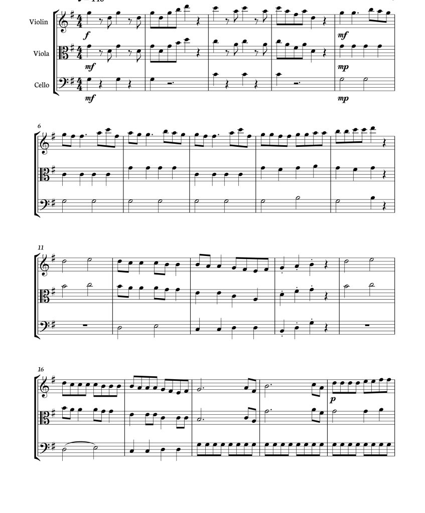 小夜曲  弦乐三重奏 海森堡官方原版  总谱+分谱  有试听