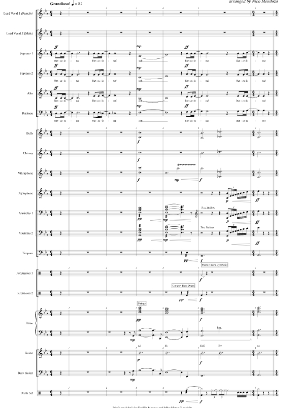 巴塞罗那 打击乐合奏 尼科官方原版 总谱+分谱 有试听