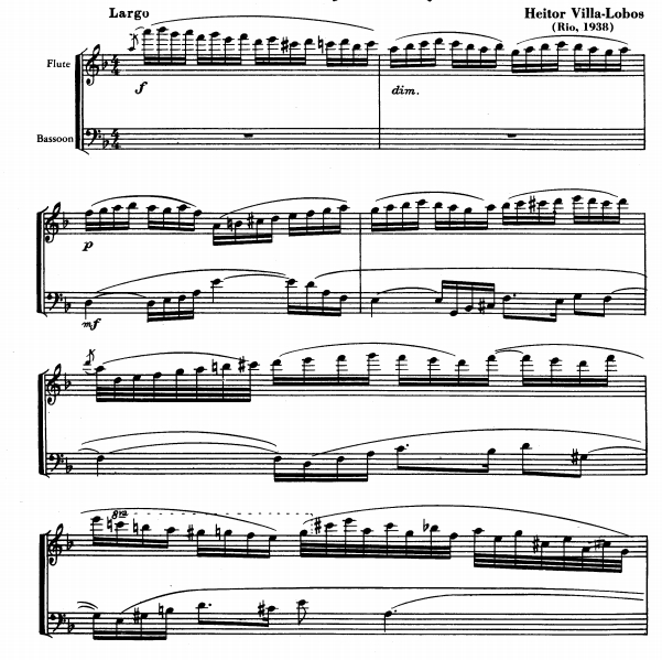 巴西的巴赫风格曲 第六号 长笛巴松总分谱 有试听