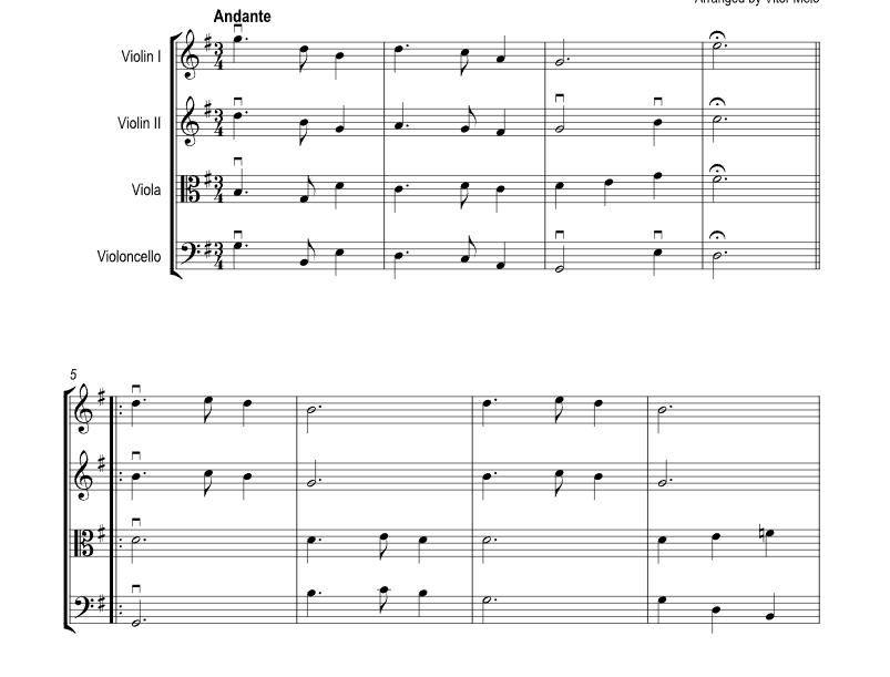 平安夜 维托尔官方原版 弦乐四重奏 总谱+分谱 有试听