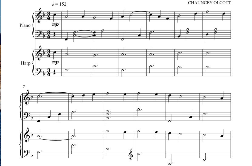 当爱尔兰眼眸微笑时 竖琴钢琴二重奏 辛迪・布莱文斯官方原版 总谱+分谱 有试听