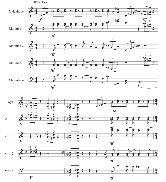 恶魔拉格泰姆 打击乐五重奏 亚当官方原版 总谱+分谱 有试听