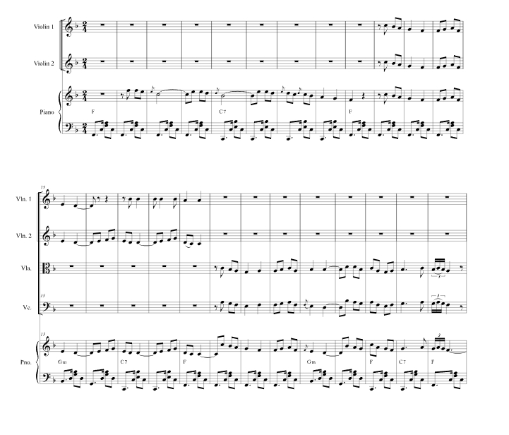 我的太阳 斯蒂芬官方原版 弦乐四重奏+钢琴 总谱+分谱  有试听