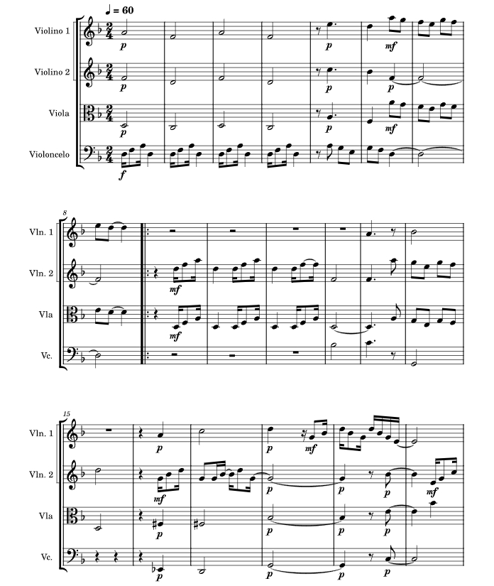 我需要找到自己 里克官方原版 弦乐四重奏 总谱 有试听