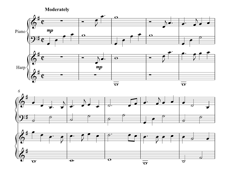 或许爱 竖琴钢琴二重奏 辛迪・布莱文斯官方原版 总谱+分谱 有试听