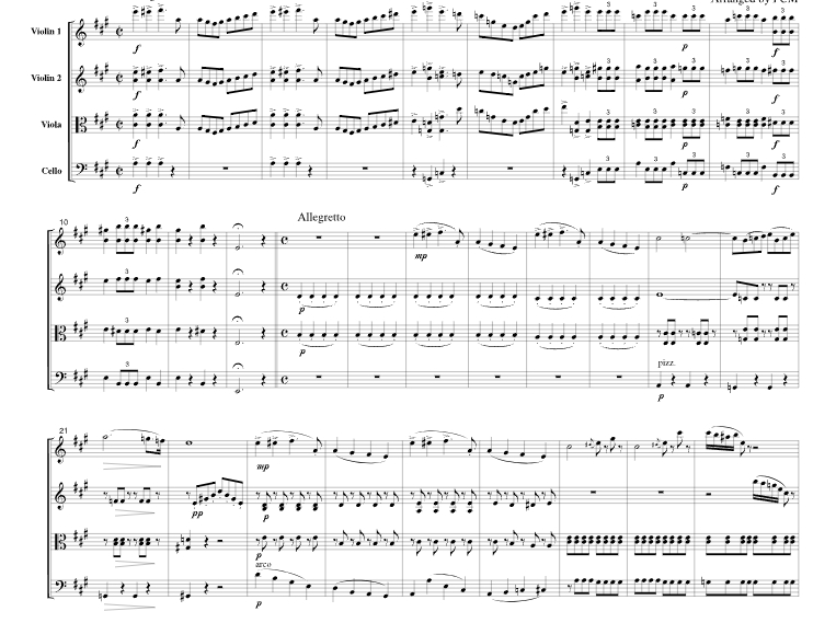 施特劳斯 蝙蝠序曲 官方原版 弦乐四重奏 总谱+分谱 有试听