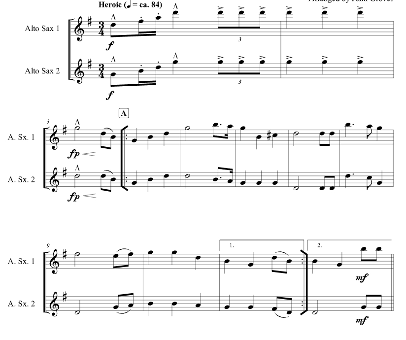 星光灿烂的旗帜 约翰官方原版 萨克斯二重奏 总谱 有试听