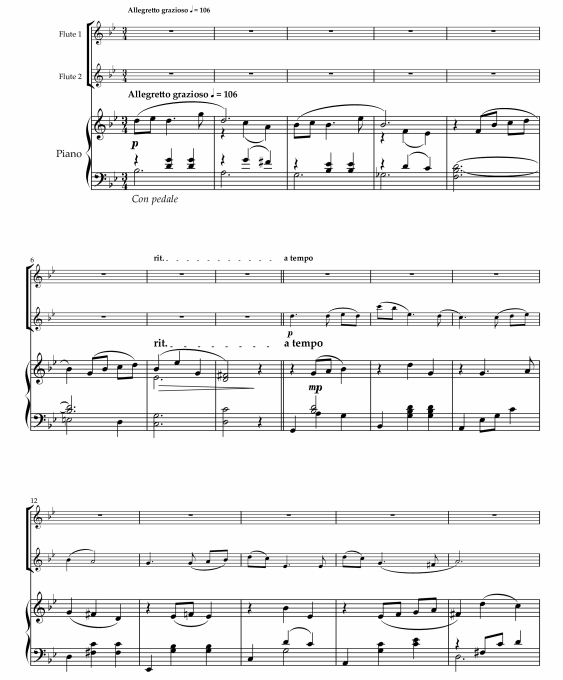 朱丽叶圆舞曲 长笛二重奏与钢琴 霍斯利官方原版 总谱+分谱 有试听 自动发货