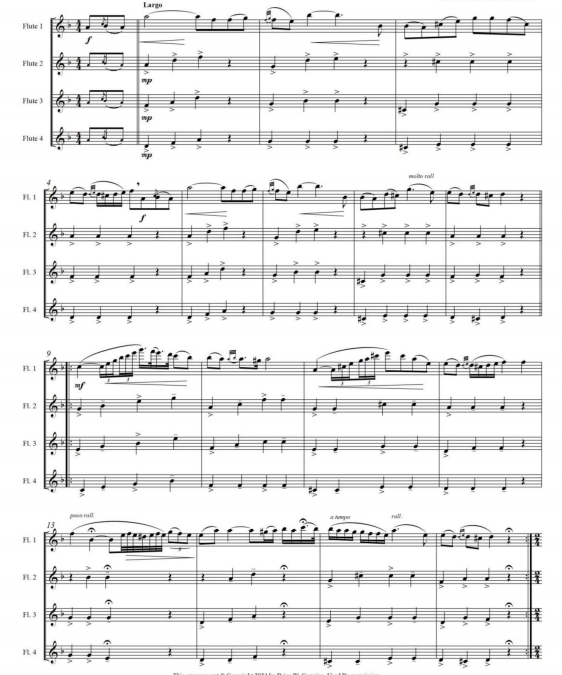 查尔达什 第 1 号 长笛四重奏 科平官方原版 总谱+分谱 有试听 自动发货