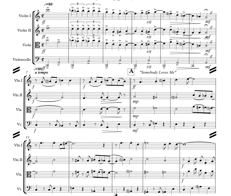 格什温组曲串烧 肯尼斯官方原版 弦乐四重奏 总谱+分谱 有试听