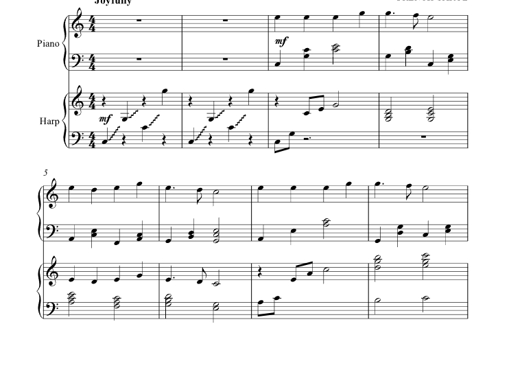 法国圣诞颂歌天使高歌在天 辛迪版 钢琴竖琴二重奏 总分谱 有试听