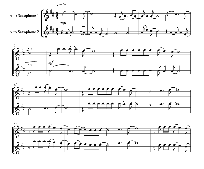 浅滩 辛迪官方原版 萨克斯二重奏 总谱+分谱 有试听